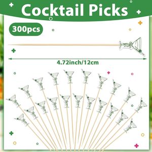Cure-dents fantaisie en bambou de 4,7 po - 300 pièces - Piques à cocktail Martini - Fournitures de fête - Brochettes décoratives pour fruits - Pour soirées Martini - Product Image 3