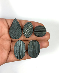 Cabujón de Turmalina Negra Natural Druzy, Gema de Cuarzo Negro Brillante en Bruto, Cabujón Suelto para Envoltura de Alambre y Fabricación de Joyas - Product Image 4