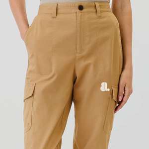 Women Cargo Pants Solid Color Canvas Mid Waist Elastic <b>Ankle</b>-Length Casual Pants With Pockets Breathable Woven Fit Regular - Product Image 6