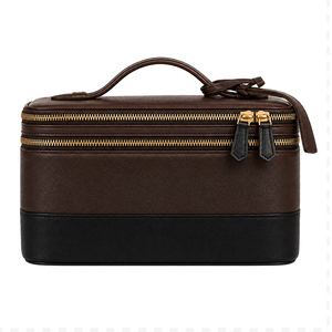 Bolsas de Maquillaje de Cuero con Logotipo Personalizado, Bolsa Organizadora de Cosméticos de Viaje de Cuero Genuino, Bolsa de Almacenamiento de Maquillaje de Gran Capacidad para Mujer - Product Image 1