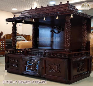 Modern Golden Finish Teak Wood Glossy Finish <b>Mandir</b> <b>for</b> <b>Home</b> Temple <b>Pooja</b> Durable Customizable Size USA Teak wood <b>Mandir</b> Factory - Product Image 4