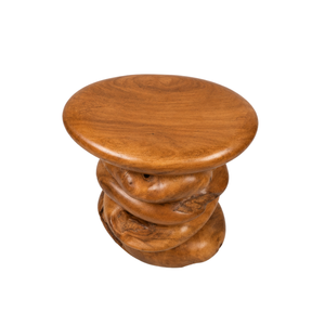 ARTERRA Premium Contemporary Teak Wood End Table <b>Stacked</b> Pebble Design Luxury Hotel Lobby Accent <b>Stool</b> Project - Product Image 1