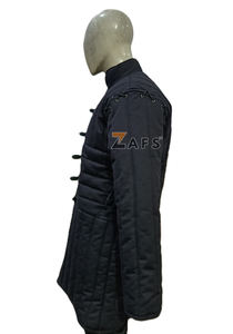 Gambeson rembourré médiéval à manches longues, manteau Aketon, veste longue en coton, costume d'armure de chevalier fait main, fermeture à boucle - Product Image 5