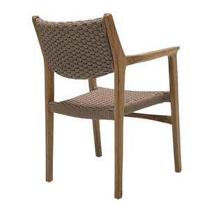 Chaises de jardin empilables en corde de teck, fauteuil en bois de teck au design mi-siècle, chaise de salle à manger en bois de teck, mobilier d'extérieur pour la maison et la terrasse - Product Image 2
