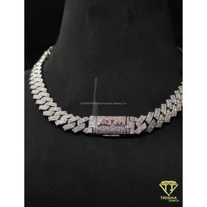 Modern Lab Grown Diamond Cuban <b>Necklace</b> for Men Luxury <b>Statement</b> Hip Hop Chain with Brilliant Sparkle By Trisha Jewels - Product Image 2