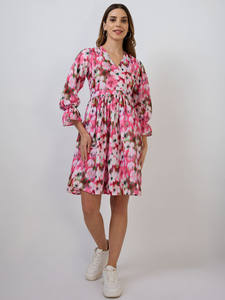Robe en mousseline de coton à imprimé floral pour femme, coupe droite, longueur midi, pour mariée, demoiselle d'honneur, soirée, fête de mariage, ou cadeau d'anniversaire - Product Image 4