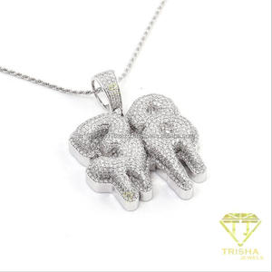 Collier pendentif double éléphant avec pierres étincelantes, bijoux fantaisie inspirés des animaux pour hommes et femmes, vente en gros - Product Image 4