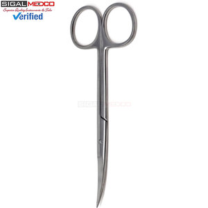 Tijeras de microdisección Iris 4.5, curvadas, punta fina, acero inoxidable plateado, instrumento quirúrgico manual con certificación CE para médicos - Product Image 3