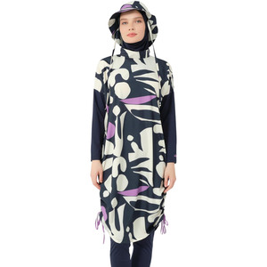 Fully Customized Color High Cut Two Front Printed Design Quick Dry Breathable Spandex/Polyester Women <b>Modest</b> Burkini Swim <b>Set</b> - Product Image 4