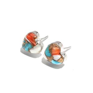 Handmade <b>Wedding</b> Promise Stud <b>Earrings</b> for Women for Parties Oyster Turquoise Heart Cut 925 Sterling <b>Silver</b> Boho Statement - Product Image 4