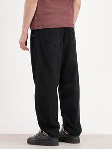 Herren Schwarze 100% Baumwolle Loose Fit Haremshose Lässige Einfarbige Baggy Jeans mit Knöchelmanschette Mittlere Taille Umweltfreundlich Waschbar - Product Image 2