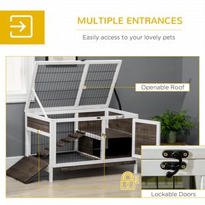 Gabbia per interni color caffè in legno per conigli e porcellini d'India con porte chiudibili a chiave e vassoio per la casa per animali domestici - Product Image 5