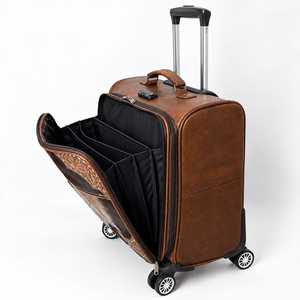 Luxury Genuine Leather Rolling <b>Carry</b> <b>on</b> Suitcase Cowhide Pattern Eco-Friendly 360 Degree Spinner Wheels Unisex Travel Luggage - Product Image 5
