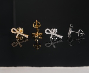 <b>Mens</b> Moissanite Ankh Cross Stud <b>Earrings</b> 925 Silver Iced Out Egyptian Symbol <b>Earrings</b> Luxury Fashion Gift for <b>Men</b> Women Everyday - Product Image 4