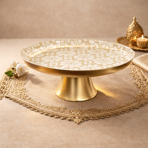 Base para Pastel de Metal con Acabado Dorado, Diseño Meena, con Base para Panadería, Fiestas y Decoración del Hogar, Base Redonda Moderna para Pastel - Product Image 2