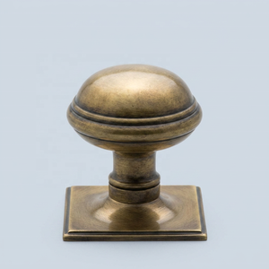 Trending Brass Round Cabinet Knob with Square Backplate Polished Nickel Furniture Handle for Kitchen Drawer <b>Door</b> Durable - Product Image 4