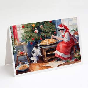 Japanese Chin Christmas Cookies Whimsical A7 Size 5x7 Blank <b>Note</b> <b>Cards</b> Pack of 8 with Envelopes <b>Greeting</b> <b>Cards</b> - Product Image 1