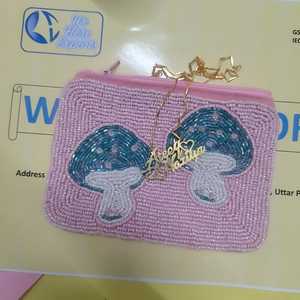 Handmade Beaded Pink Mushroom Coin <b>Purse</b> Pouch Cute Zipper Clutch Bag <b>Small</b> Cosmetic Makeup Case Cottagecore <b>Women</b> Gift Bag - Product Image 5