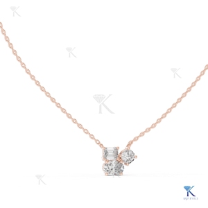 จี้เพชรเลี้ยงในห้องปฏิบัติการแบบ 3 เม็ด ประดับสร้อยคอทองคำแท้ 14K 18K สำหรับผู้หญิง รูปทรงหลากหลาย ผลิตโดยผู้ผลิตเครื่องประดับขายส่ง - Product Image 2