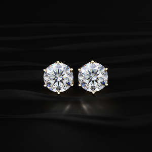 Round Cut Moissanite Lotus Radiance Stud Earrings 4 TCW Colorless VVS 14K Gold 2 Carat Solitaire 6-Prong <b>Screw</b> Back Handmade Jew - Product Image 2