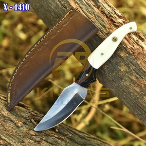 OEM DIY Damascus Steel Fixed Blade Hunting/Skinning <b>Knife</b> Straight Edge <b>Bone</b> <b>Handle</b> | Outdoor Camping <b>Knife</b> Leather Belt Sheath - Product Image 5