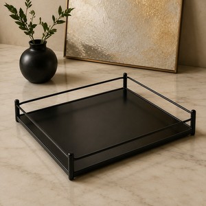 Luxury <b>Silver</b> Metal Serving <b>Tray</b> Crafted From Premium Stainless Steel With Elegant <b>Mirror</b> Finish Designed For Serving Tea Coffee - Product Image 4