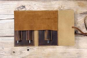 Authentic Genuine Leather Barber Scissors <b>Pouch</b> Customizable Color Hair Salon Shear Case For <b>Men</b> Women Barber LBSP-0007 - Product Image 4