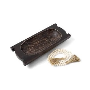 Cuenco de Masa de Madera de Paulownia Hecho a Mano, Cuenco Decorativo Ovalado Largo de Madera Antigua Personalizado, Cuenco Central para Mesa de Granja al por Mayor - Product Image 6