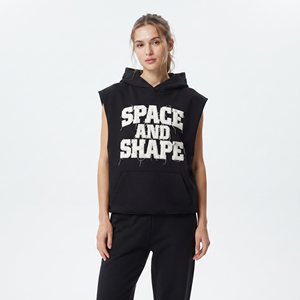 Oversized Sleeveless Hoodie Women Gym Hooded Tank <b>Top</b> <b>Distressed</b> Embroidery Sleeveless Hoodies Women Eco-Friendly Hooded Singlet - Product Image 1