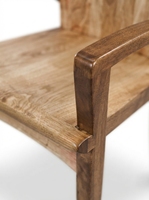 Fauteuil d'appoint japonais en bois massif avec finition naturelle, dossier solide, doublure en coton, chaise longue moderne pour la maison, salon