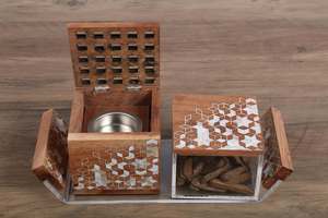 NobleShell - Juego de incienso de nácar con caja de acrílico, quemador de incienso de lujo hecho a mano con incrustaciones para una elegante decoración del hogar árabe - Product Image 5