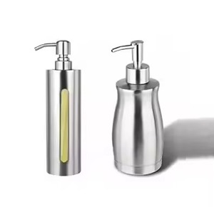 Dispensador de jabón metálico para loción, botella con bomba duradera, accesorio recargable para encimera de baño - Product Image 5