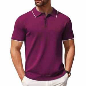 Chemise à manches courtes pour homme, couleur unie, 100% polyester, tricotée, décontractée élégante, respirante, coupe classique, haute qualité, personnalisable - Product Image 3