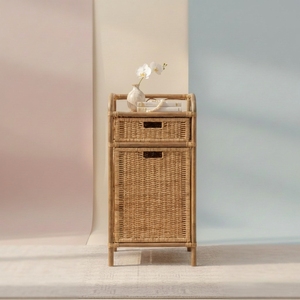 Mueble de Almacenamiento de Ratán Natural Hecho a Mano, Mesa Auxiliar de Mimbre Tejido, Cómoda de Lavandería, Muebles Boho para el Hogar - Product Image 2