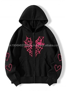Sweat à capuche en molleton de coton de haute qualité pour hommes grande taille Logo personnalisé épaule tombante fermeture éclair complète hiver thermique brodé solide - Product Image 2