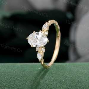 Floral Style 2CT Oval Cut Moissanite Cluster <b>Ring</b> Original 925 Silver Rose Plated for Wedding Engagement Gift Charms for Bride - Product Image 2