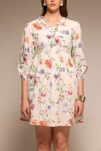 Vestido Mini Ajustado y Evase con Estampado Floral Blanco de Diseño Superior para Mujer, Nuevos Looks, el Mejor Diseño Casual para Uso Diario a un Precio Accesible - Product Image 6