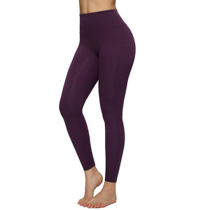 Pantalon de yoga taille haute en tissu brossé Spandex/Nylon pour femme, élastique, séchage rapide, ajusté, effet push-up, pour le commerce transfrontalier - Product Image 1