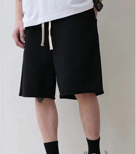 Customised <b>Men's</b> 100% Cotton Baggy Distressed <b>Shorts</b> Elastic Waist Vintage Knitted Casual Streetwear <b>3</b>/<b>4</b> <b>shorts</b> - Product Image 3