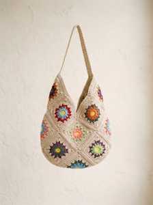 Handmade <b>crochet</b> tote <b>bag</b> Large capacity knitted <b>shoulder</b> <b>bag</b> Custom open top wool <b>bag</b> Women flower knitted handbag - Product Image 2