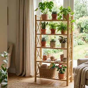 Modern Indoor Bamboo Flower Stand Storage Rack Bathroom Floor-Standing Four-Tier Multifunctional Eco-Friendly Best Seller <b>Shoe</b> - Product Image 5