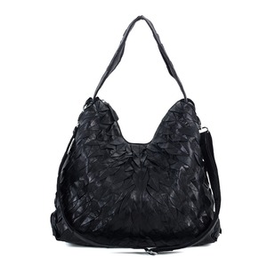 Ando <b>Bag</b> Genuine Sheepskin Leather Patchwork Hobo Shoulder <b>Bag</b> for Women Black Multicolor Handbag with Detachable Strap - Product Image 1