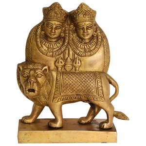 Sculpture en laiton faite à la main de 7 pouces de Chamunda Devi pour cadeaux fabriquée en Inde - Product Image 1