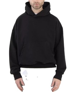 High Quality 100% Cotton Plain Pullover Breathable Hoodies for Men Heavyweight Oversized Boxy Fit Cropped Hoodie Men - Product Image 1