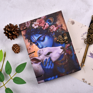 Lord Krishna with Cow <b>A5</b> Handmade Lock Notebook 100 Pages Spiritual Vintage Diary | Premium Devotional Journal Eco Friendly Book - Product Image 1