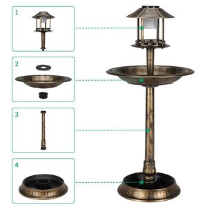Mangiatoia per Uccelli Vintage in Bronzo da 42 Pollici con Base a Vaso di Fiori Alimentata a Energia Solare per Giardino e Amanti degli Animali - Product Image 3
