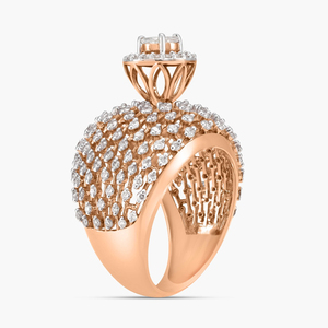 Luxury Rose <b>Gold</b> <b>Cocktail</b> <b>Ring</b> With Round Brilliant Cut Diamond For Women Engagement Jewelry - Product Image 1