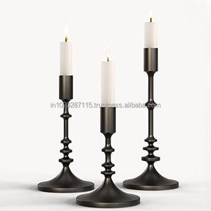 Portavelas de hierro negro de mesa elegante con encanto vintage tradicional para la decoración de iluminación ambiental del hogar o de eventos - Product Image 4