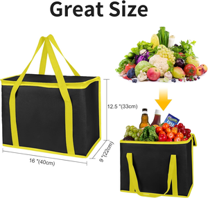 Sacs isothermes réutilisables en aluminium imperméable non tissé, personnalisables, pour la livraison de nourriture - Product Image 5