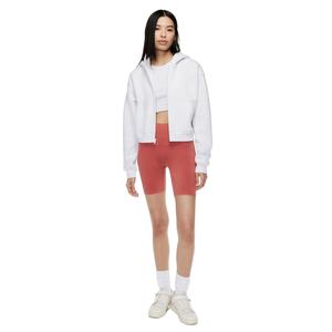 2025 alta calidad logotipo personalizado algodón polar mujer Crop Top y Biker Short Crop Hoodie sudadera Zip up Hoodies - Product Image 4